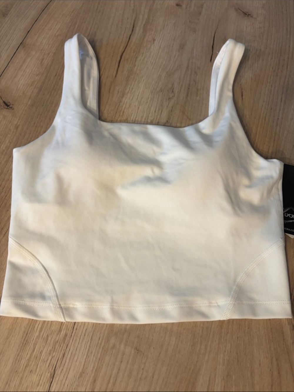 ALL IN MOTION SUPER FLEX WHITE SQUARE NECK CROP TANK BUILT IN BRA SIZE SMALL NWT